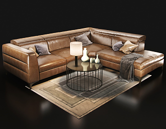 Modern Multiplayer Sofa Coffee Table Combination 3d model