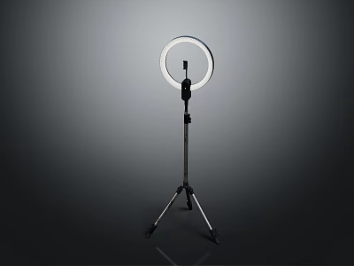 Modern Public Office Space Featuring Ring Light Stand On Black Background Design 3d model