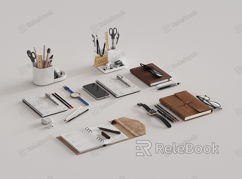 Office supplies notepad notebook notebook pen holder mobile phone watch pencil stationery model