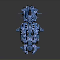 Advanced Futuristic Blue Sci Fi Spaceship Model Featuring Intricate Structural Details