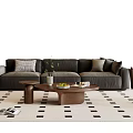 Modern Middle Ancient Style Sofa Coffee Table Combination Fabric Sofa Solid Wood Sofa Single Person Sofa Casual Chair Floor Lamp Side Table Coffee Table Ornaments Walnut 3d model