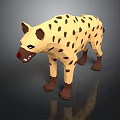 Spotted Hyena 3D Model in Low Poly Style with Yellow Fur and Brown Spots
