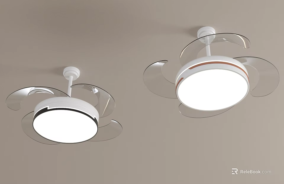 Modern Pendant Lights With Transparent Acrylic Shades And White Circular Lamps For Home Ceiling Decor 3d model 