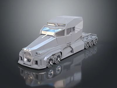 Futuristic Truck 3D Model With Sleek Design Large Windows And Metallic Finish 3d model