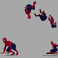 Spider Man Game Movie Character Showing Multiple Jumping Flipping Crawling Poses