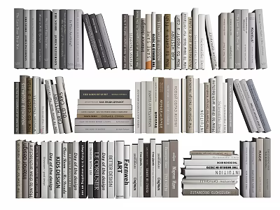 Various Books And Magazines With Colorful Spines Stacked On Shelf 3d model