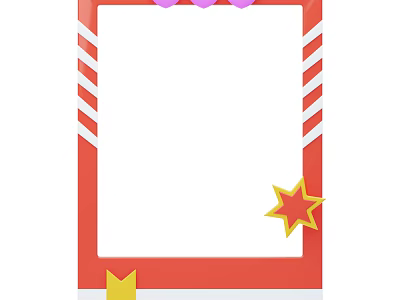 Decorative Red Frame With Purple Decorations White Diagonal Stripes Yellow Star And Crown 3d model