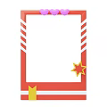 Decorative Red Frame With Purple Decorations White Diagonal Stripes Yellow Star And Crown