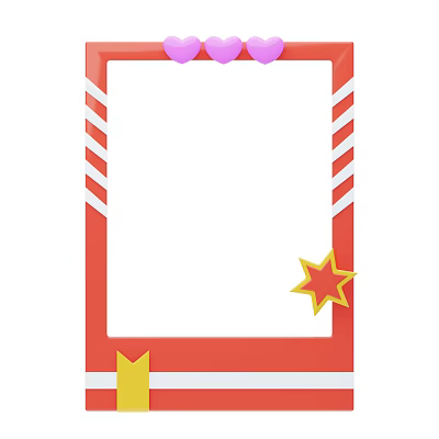 Decorative Red Frame With Purple Decorations White Diagonal Stripes Yellow Star And Crown 3d model