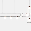 Modern Minimalist Pendant Lights With Rectangular Frames And Round White Bulbs 3d model