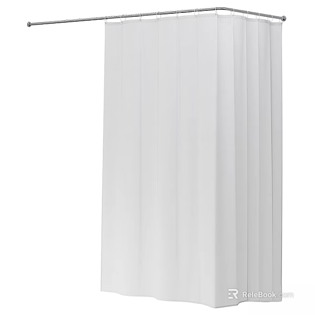 White Shower Curtain Bathroom Essentials With Durable Fabric And Elegant Design 3d model 