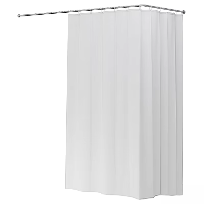 White Shower Curtain Bathroom Essentials With Durable Fabric And Elegant Design 3d model