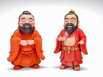 Confucius Mozi Sun Tzu Ancient Characters Immortal Sage Buddhist Cartoon Characters Virtual Characters Game Characters Blind Box 3d model