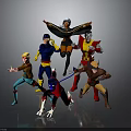 Group of Animated Superhero Characters in Dynamic Action Poses With Colorful Costumes