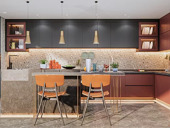 Light Luxury Kitchen 3d model