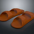 Brown Slippers with Simple Double Straps Lightweight Flat Sole Design for Daily Casual Wear