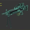 Tactical Machine Gun With Tripod Scope And Magazine For Combat Operations