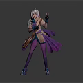 Game and Movie Character With Silver Hair Purple Cape Striped Pants And Blue Shoes