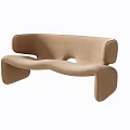 Modern Beige Upholstered Leisure Chair Featuring Curved Armrests And Sleek Comfortable Design