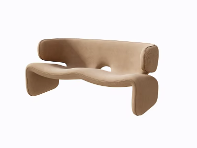 Modern Beige Upholstered Leisure Chair Featuring Curved Armrests And Sleek Comfortable Design 3d model