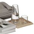Decorative Ornament Set Featuring Gray Blanket Picture Book Glass Vase Small Glass Cup And Tray