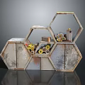 Industrial Style Hexagonal Modular Furniture With Rustic Textured Surface And Storage Compartments
