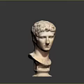 Detailed White Classical Marble Bust Sculpture With Curly Hair And Base