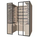 Modern Wine Cabinet With Glass Doors And Wooden Frame For Storing Various Wine Bottles
