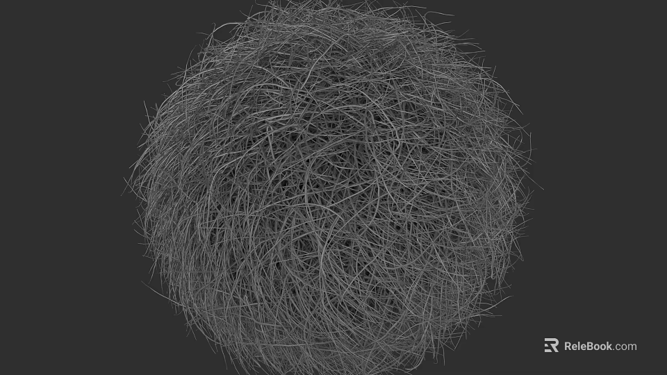 Abstract Spherical Structure Composed Of Dense Entangled Thin Lines Against Black Background 3d model 