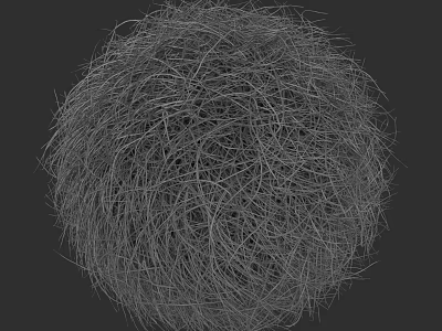 Abstract Spherical Structure Composed Of Dense Entangled Thin Lines Against Black Background 3d model