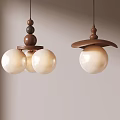 Modern Wooden Pendant Lights With Brown Decorative Balls And White Spherical Shades
