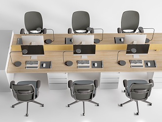 Modern Office Desk and Chair Workstation Desk and Chair Public Furniture Workers' Desk and Chair 3d model