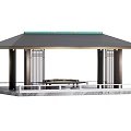 Modern Pergola With Black Roof Green Edge Lattice Design Marble Platform And White Railings