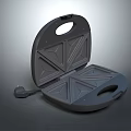 Gray Electric Sandwich Maker With Open Lid And Power Cord Handle Design
