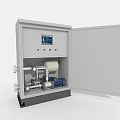 Modern Industrial Control Cabinet With Display Screen Pipes Valves And Buttons