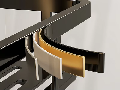 Elegant Modern Kitchen Interior Design With Metal Accents And Marble Countertop 3d model
