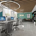Bright Modern Public Office Space With Large Windows Wooden Floors And Green Plants