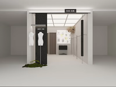 Modern Clothing Store Interior With Mannequins Clothing Racks And Entrance 3d model