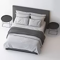 Modern Double Bed With White Sheets Gray Blanket Pillows And Nightstand 3d model