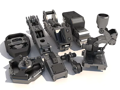 Various Industrial Metal Mechanical Parts Components For Machinery Assembly And Repair 3d model