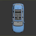 Blue Modern SUV with Sunroof Sleek Exterior Design and Shiny Reflection on Dark Surface