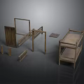 Wooden Furniture Components With Bunk Bed Frame And Unassembled Planks Structure