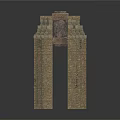 Ancient Historical Stone Structure Featuring Tall Pillars And Detailed Arch Design 3d model