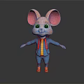 Cute Cartoon Mouse Game Animation Character With Big Pink Ears Blue Outfit Yellow Shoes