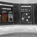 Modern Exhibition Hall With Interactive Data Charts Information Displays And Icons 3d model
