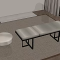 Modern Indoor Seating Collection With Curved Bench Upholstered Stools And Metal Frames
