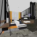 Modern Hotel Guest Room Interior With Comfortable Bed Stylish Furniture And Decorative Painting