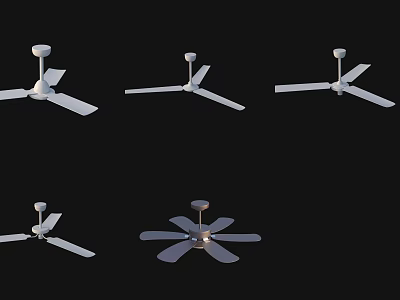 Multiple White Ceiling Fans With Different Designs For Home Interior Decoration 3d model