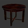Classic Round Wooden Table With Dark Brown Finish And Four Solid Legs