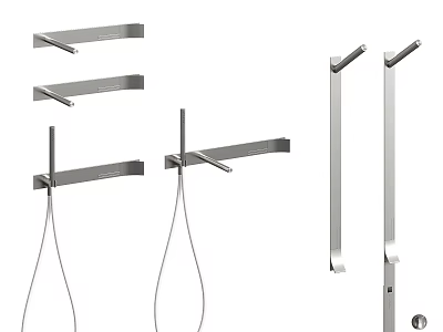 Modern Stainless Steel Shower System With Handheld Head Fixed Brackets And Flexible Hoses 3d model